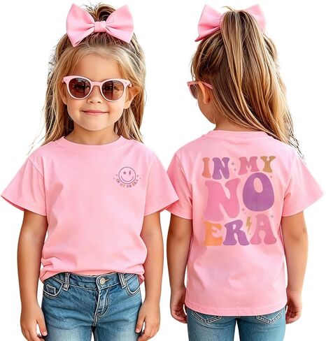 Ritatte Toddler Girls in My No Era Shirt Cute Smile Face Graphic Tee Retro Groovy Bubble Letter T-Shirt Casual Summer Top in Kuwait