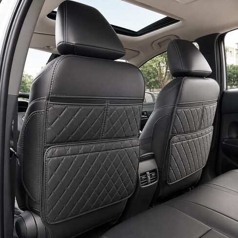 Anti-Kick Mats Seat Back Protector,Back Car Seat Protector Cover for Kids Feet with Storage Organizer,Protect Against Dirt and Scuffs,2 Pack (Brown) in Kuwait
