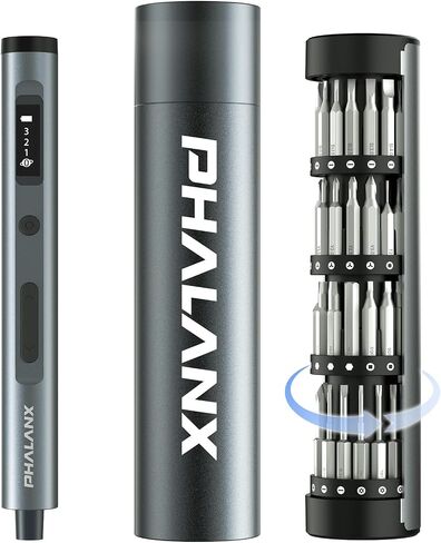 60-in-1 Electric Screwdriver, Mini 3.7V Cordless Precision Screwdriver Set with Magnetic Rotatable Rack & 60 Bits, 5/32" Hex, Type-C Rechargeable, for Phone, Camera, Laptop, Watch Repair (Grey) in Kuwait