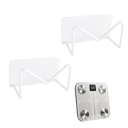 MOROBOR Weight Scale Holder Wall-Mounted, 2pcs Self Adhesive Smart Scale Stand Adjustable Wall Storage Bracket Fit for Home Gym,Bathroom,Bedroom,Kitchen,Dorm,RVs,Pantry/White in Kuwait