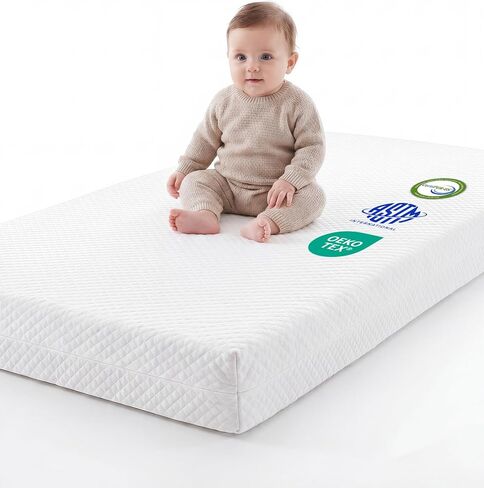 Babelio Dual-Sided Crib Mattress Memory Foam Waterproof Baby Mattress, Removable Cover, Fits Standard Crib and Toddler Bed in Kuwait