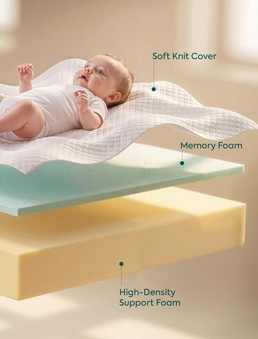 Babelio Dual-Sided Crib Mattress Memory Foam Waterproof Baby Mattress, Removable Cover, Fits Standard Crib and Toddler Bed in Kuwait