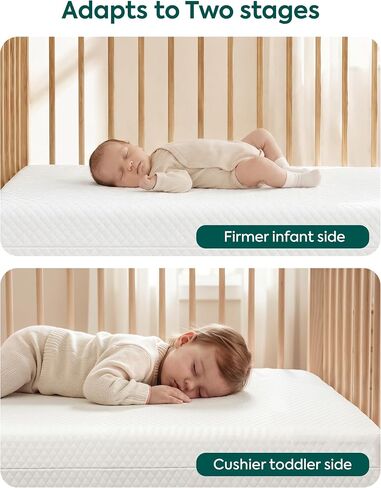 Babelio Dual-Sided Crib Mattress Memory Foam Waterproof Baby Mattress, Removable Cover, Fits Standard Crib and Toddler Bed in Kuwait
