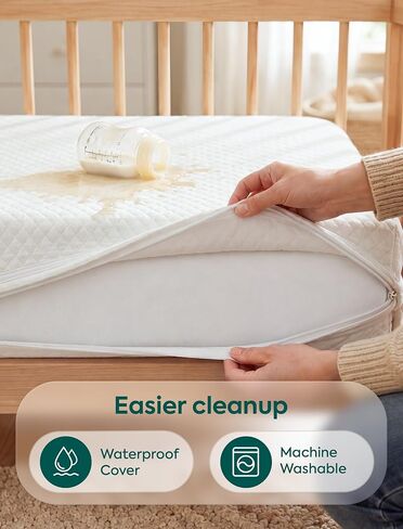 Babelio Dual-Sided Crib Mattress Memory Foam Waterproof Baby Mattress, Removable Cover, Fits Standard Crib and Toddler Bed in Kuwait