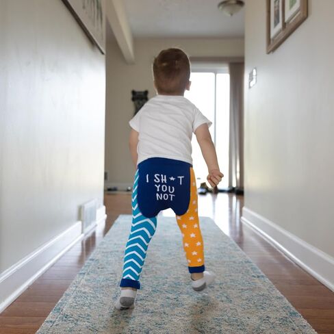 Pavilion Gift Company Unisex Sht You Not-6-12 Month Baby Leggings Soft Stretchy Humorous Funny Novelty Wacky Apparel Attire, Blue, Orange, White in Kuwait