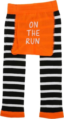 Pavilion Gift Company Unisex Run – 12-24 Month Baby Leggings Soft Stretchy Humorous Funny Novelty Wacky Apparel Attire, Orange, Black, White in Kuwait