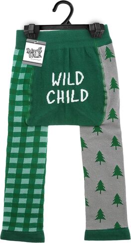Pavilion Gift Company Unisex Wild Child-6-12 Month Baby Leggings Soft Stretchy Camping RV Tent Cabin Apparel Attire, Green, Gray, White in Saudi Arabia