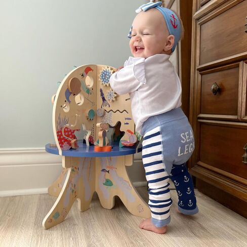 Pavilion Gift Company Unisex Sea 6-12 Month Baby Leggings Soft Stretchy Boat Beach Lake Waterfront Apparel Attire, Blue, White in Kuwait