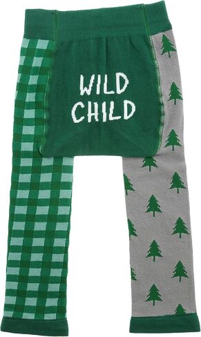 Pavilion Gift Company Unisex Wild Child – 12-24 Month Baby Leggings Soft Stretchy Camping RV Tent Cabin Apparel Attire, Green, Gray, White in Kuwait