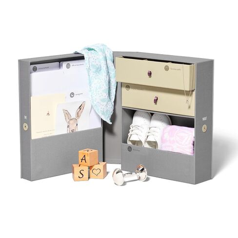 Savor | Baby Keepsake Organizer Box | The Original Fabric Acid-Free Modern Minimalist Gender-neutral Memory Box with Labels | For Pregnancy, Mother’s Day, Baby Shower, New Baby Girl Baby Boy Gifting in Kuwait