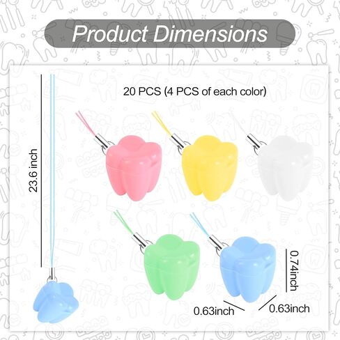 20 Pcs Tooth Necklace Boxes, Durable Plastic Holder Cases | Cute Colorful Fairy Box, Kids Keepsake Ornaments Accessories for Lost Teeth Organizer, Baby Milk Teeth in Kuwait