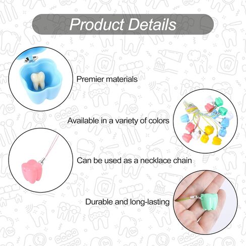 20 Pcs Tooth Necklace Boxes, Durable Plastic Holder Cases | Cute Colorful Fairy Box, Kids Keepsake Ornaments Accessories for Lost Teeth Organizer, Baby Milk Teeth in Kuwait