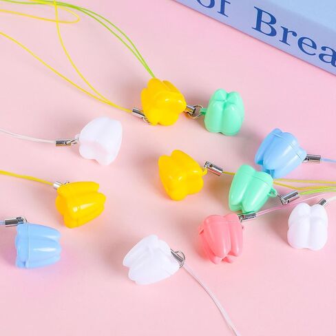 20 Pcs Tooth Necklace Boxes, Durable Plastic Holder Cases | Cute Colorful Fairy Box, Kids Keepsake Ornaments Accessories for Lost Teeth Organizer, Baby Milk Teeth in Kuwait