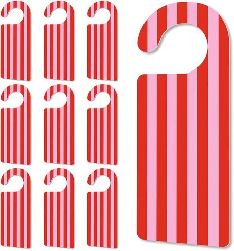 Whaline 30Pcs Red Pink Striped Door Hangers Bright Paper Doorknob Sign Party Door Decor for Birthday Bridal Shower Baby Shower Boutique Store Hanging Decor in Kuwait