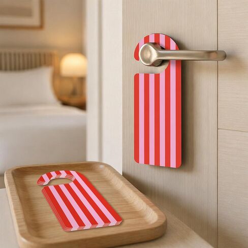 Whaline 30Pcs Red Pink Striped Door Hangers Bright Paper Doorknob Sign Party Door Decor for Birthday Bridal Shower Baby Shower Boutique Store Hanging Decor in Kuwait