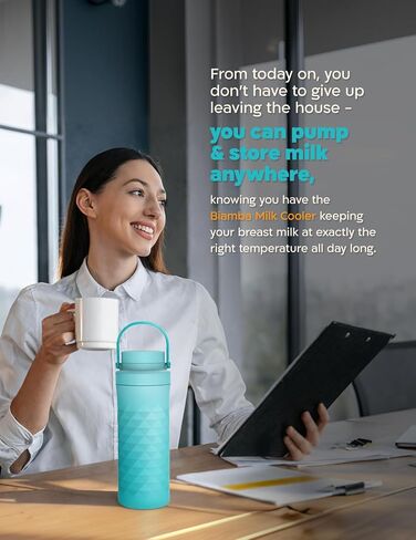 Breastmilk Cooler Bottle - 22oz 600ml Capacity, 24-Hour 360 Cooling Technology, Portable & On The Go Breast Cooler Bottle, Easy Cleaning Multi-Use Breastmilk Storage Bottle, 2 Baby Milk Storage in Kuwait