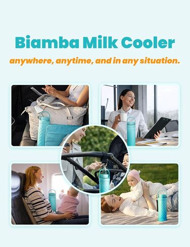 Breastmilk Cooler Bottle - 22oz 600ml Capacity, 24-Hour 360 Cooling Technology, Portable & On The Go Breast Cooler Bottle, Easy Cleaning Multi-Use Breastmilk Storage Bottle, 2 Baby Milk Storage in Kuwait