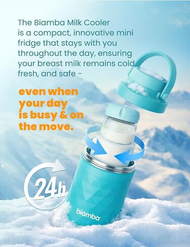 Breastmilk Cooler Bottle - 22oz 600ml Capacity, 24-Hour 360 Cooling Technology, Portable & On The Go Breast Cooler Bottle, Easy Cleaning Multi-Use Breastmilk Storage Bottle, 2 Baby Milk Storage in Kuwait