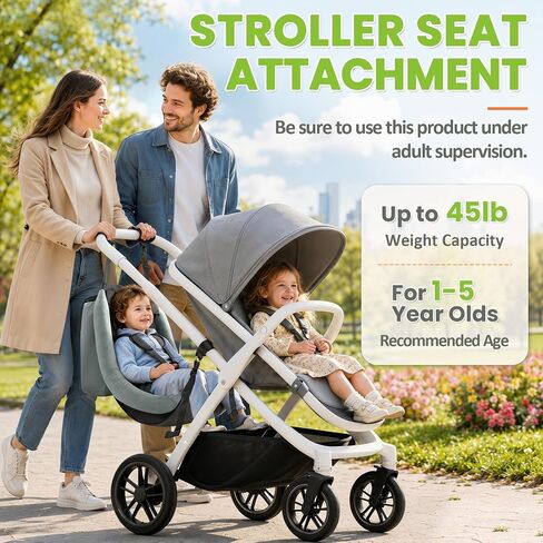 Stroller Hammock Seat for Toddler, 5-Point Harness, Detachable Stroller Seat Attachment, Folds be a Storage Bag, Curved Hammock-Style Seat Accessories, for 3-5 Years Old, Up to 45 lbs in Kuwait