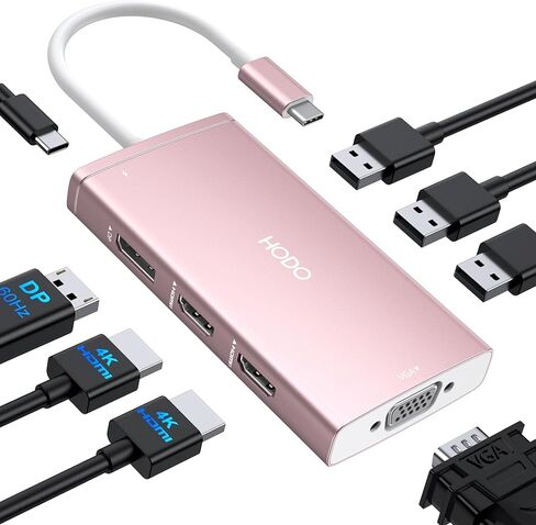 Laptop Docking Station 3 Monitor Triple 4K Display,USB C Hub with 2 HDMI 8K | USB C Docking Station Dual Monitor with 8K USB C Port,10Gbps USB 3.1*3, 100W PD, Ethernet, USB C Adapter for Hp/Dell Laptop in Kuwait
