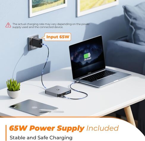 TobenONE Docking Station 3 Monitors, Driver-Based, for MacBook M1-M5/Neo | 13-in-1 USB C Dock with 2 4K HDMI, VGA, 4 USB, 65W Charger, for Mac mini, Dell, Lenovo, HP, for Home Creator/Developer/Worker in Kuwait