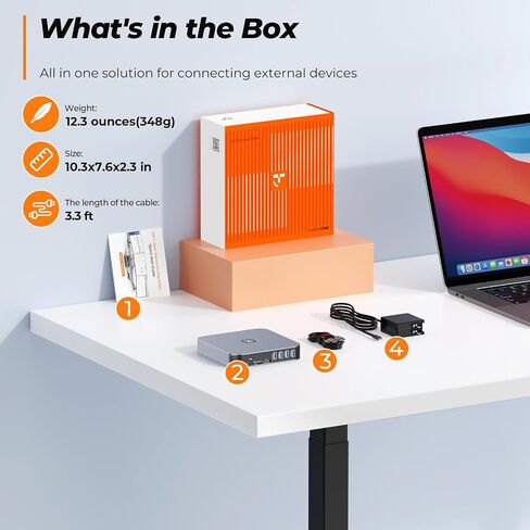 TobenONE Docking Station 3 Monitors, Driver-Based, for MacBook M1-M5/Neo | 13-in-1 USB C Dock with 2 4K HDMI, VGA, 4 USB, 65W Charger, for Mac mini, Dell, Lenovo, HP, for Home Creator/Developer/Worker in Kuwait