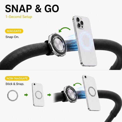 Magnetic Phone Holder for Stroller, MagSafe Compatible Stroller Phone Mount, 360° Rotatable Handlebar Clamp, Quick Install, Fits Bike, Shopping Cart, Pushchair in Kuwait