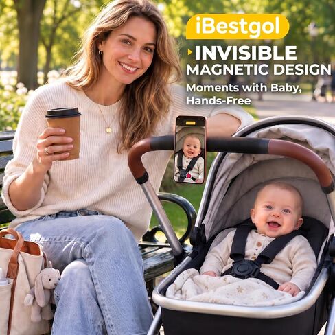 Magnetic Phone Holder for Stroller, MagSafe Compatible Stroller Phone Mount, 360° Rotatable Handlebar Clamp, Quick Install, Fits Bike, Shopping Cart, Pushchair in Kuwait