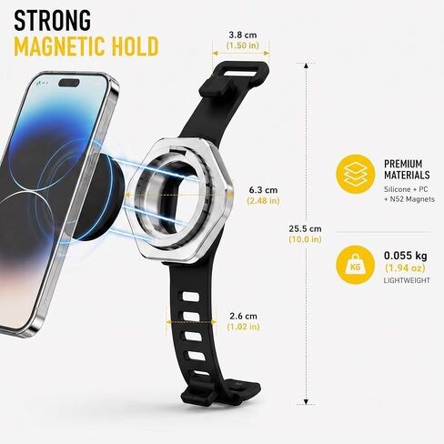 Magnetic Phone Holder for Stroller, MagSafe Compatible Stroller Phone Mount, 360° Rotatable Handlebar Clamp, Quick Install, Fits Bike, Shopping Cart, Pushchair in Kuwait