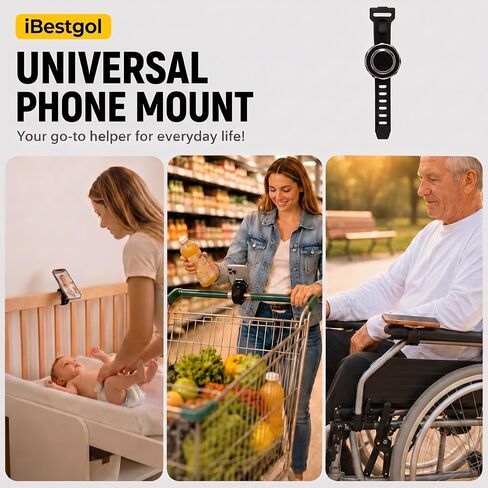 Magnetic Phone Holder for Stroller, MagSafe Compatible Stroller Phone Mount, 360° Rotatable Handlebar Clamp, Quick Install, Fits Bike, Shopping Cart, Pushchair in Kuwait