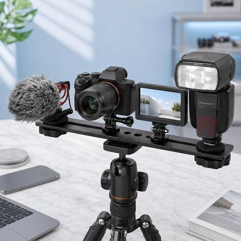 Flash Bracket Tripod Extension Arm Camera Bracket Tripod Accessories Tripods Attachment Camera Attachment Extension Bar Tripods Accessories Attachments, 8 x 1.2 inch Black Aluminum Alloy in Kuwait