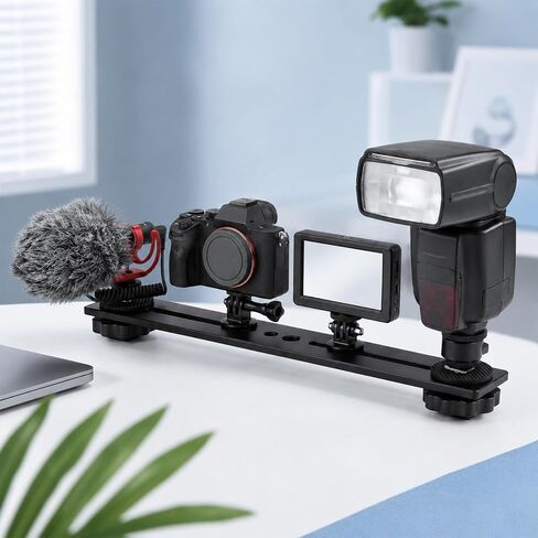 Flash Bracket Tripod Extension Arm Camera Bracket Tripod Accessories Tripods Attachment Camera Attachment Extension Bar Tripods Accessories Attachments, 8 x 1.2 inch Black Aluminum Alloy in Kuwait