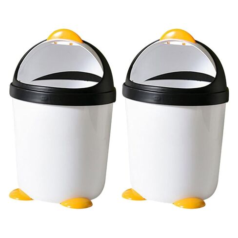 Healeved Waste Bin Penguin Trash Can with Stable Base Pp Plastic 2pcs with Lid Large Capacity Creative and Cute Cartoon Shape for Room and Car for Office and Desktop in Kuwait