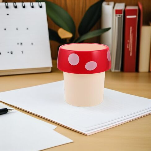 TOYANDONA Cute Mushroom Shaped Desktop Trash Can and Pen Holder for Nursery and ’s Rooms, Plastic Mini Recycling Bin with Large Capacity, Stylish and Creative Design for Home or Office in Kuwait