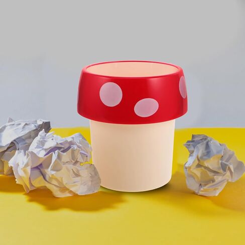 TOYANDONA Cute Mushroom Shaped Desktop Trash Can and Pen Holder for Nursery and ’s Rooms, Plastic Mini Recycling Bin with Large Capacity, Stylish and Creative Design for Home or Office in Kuwait