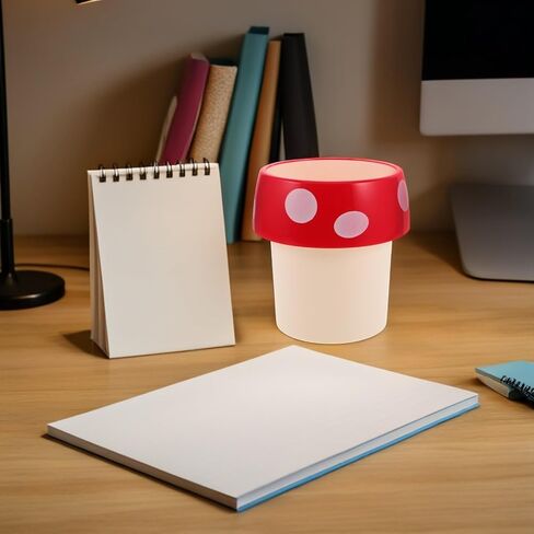 TOYANDONA Cute Mushroom Shaped Desktop Trash Can and Pen Holder for Nursery and ’s Rooms, Plastic Mini Recycling Bin with Large Capacity, Stylish and Creative Design for Home or Office in Kuwait