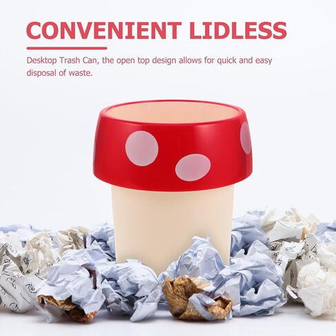 TOYANDONA Cute Mushroom Shaped Desktop Trash Can and Pen Holder for Nursery and ’s Rooms, Plastic Mini Recycling Bin with Large Capacity, Stylish and Creative Design for Home or Office in Kuwait