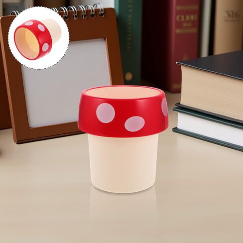 TOYANDONA Cute Mushroom Shaped Desktop Trash Can and Pen Holder for Nursery and ’s Rooms, Plastic Mini Recycling Bin with Large Capacity, Stylish and Creative Design for Home or Office in Kuwait