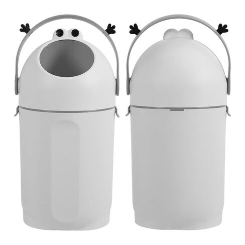 15L Diaper Pail with Odor-Sealing Lid, Tall Nursery Garbage Can for Baby Waste, Cute Round Trash Bin with Child-Proof Handle, Odor-Blocking Container for Bathroom Grey in Kuwait