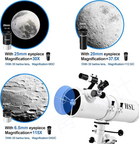 HSL Telescope 150EQ Astronomical Professional Telescope for Adults High Powered,750mm focal length Reflector Astronomy Telescopes for Beginners,Comes with Phone Adapter,5 color Filter and Carrying Bag in Kuwait