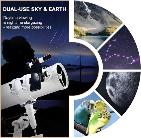 HSL Telescope 150EQ Astronomical Professional Telescope for Adults High Powered,750mm focal length Reflector Astronomy Telescopes for Beginners,Comes with Phone Adapter,5 color Filter and Carrying Bag in Kuwait