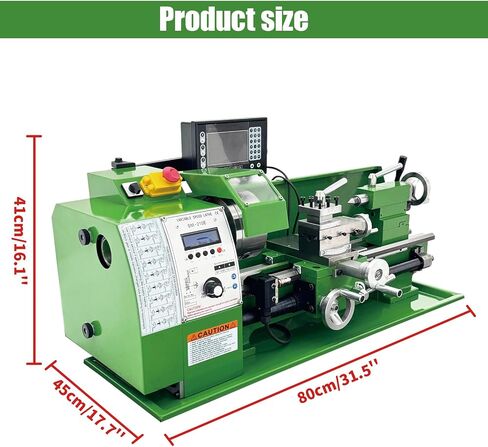 SM-210E Precision Benchtop Metal Lathe 8.27 x 15.75 in | 1100W 110V, Variable Speed 50-2500rpm, Metric/Imperial Threading, Auto Feed & Electronic Gear Change for DIY Hobby Workshop in Kuwait