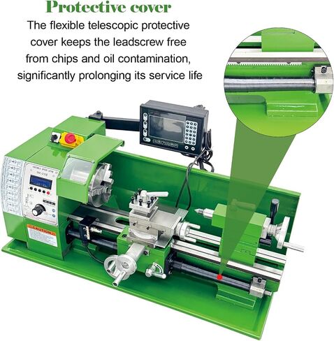 SM-210E Precision Benchtop Metal Lathe 8.27 x 15.75 in | 1100W 110V, Variable Speed 50-2500rpm, Metric/Imperial Threading, Auto Feed & Electronic Gear Change for DIY Hobby Workshop in Kuwait
