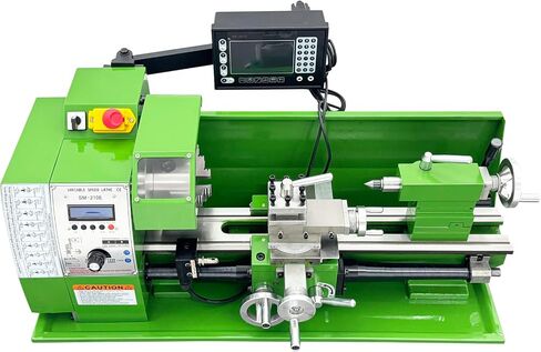 SM-210E Precision Benchtop Metal Lathe 8.27 x 15.75 in | 1100W 110V, Variable Speed 50-2500rpm, Metric/Imperial Threading, Auto Feed & Electronic Gear Change for DIY Hobby Workshop in Kuwait