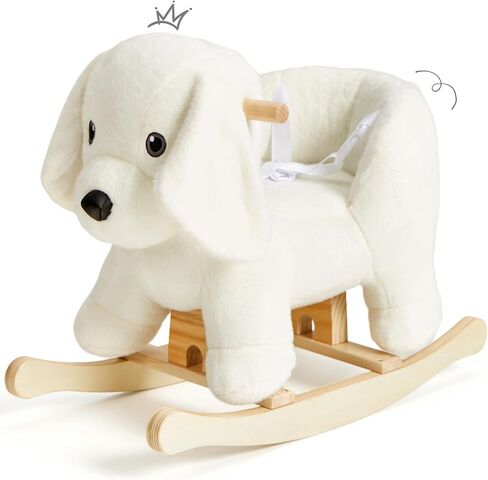 Baby Rocking Horse,Poodle Wooden Rocking Horse for Toddlers 1 Year Old Cute Dog Stuffed Plush Ride-on Toy Rocking Animal for Baby Boys and Girls Nursery/Child Christmas or Birthday Gift in Kuwait
