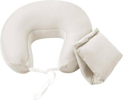 Nursing Pillow for Breastfeeding and Bottle Feeding - Wider Feeding Pillow for Mom - Firm Ergonomic Shape - Adjustable Waist Strap - Removable Washable Cover - Adult-Assisted Feeding Only in Kuwait