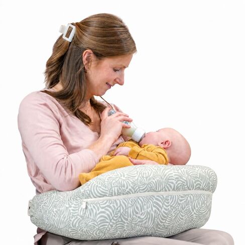 Boppy Complete Nursing Pillow, Breastfeeding & Bottle Feeding Ergonomic 2-in-1 Feeding Pillow with Removable Belt, CloseComfort No-Gap Design, Full-Length Bolster, Washable Cover-Green Sage Vines in Kuwait