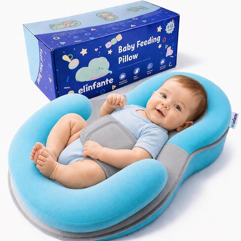 El Infante Baby Feeding Pillow, Nursing Pillow for Bottle Feeding & Breastfeeding Wedge Pillow, Anti-Overflow Baby Lounger Pillow, Reduce Spit-Up, Tummy Time Mat, Infant Support Cushion for Awake Time in Kuwait