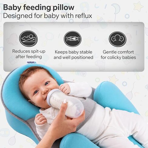 El Infante Baby Feeding Pillow, Nursing Pillow for Bottle Feeding & Breastfeeding Wedge Pillow, Anti-Overflow Baby Lounger Pillow, Reduce Spit-Up, Tummy Time Mat, Infant Support Cushion for Awake Time in Kuwait
