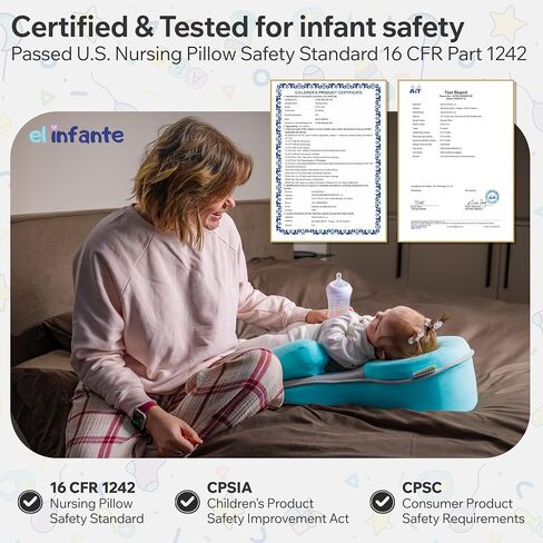El Infante Baby Feeding Pillow, Nursing Pillow for Bottle Feeding & Breastfeeding Wedge Pillow, Anti-Overflow Baby Lounger Pillow, Reduce Spit-Up, Tummy Time Mat, Infant Support Cushion for Awake Time in Kuwait
